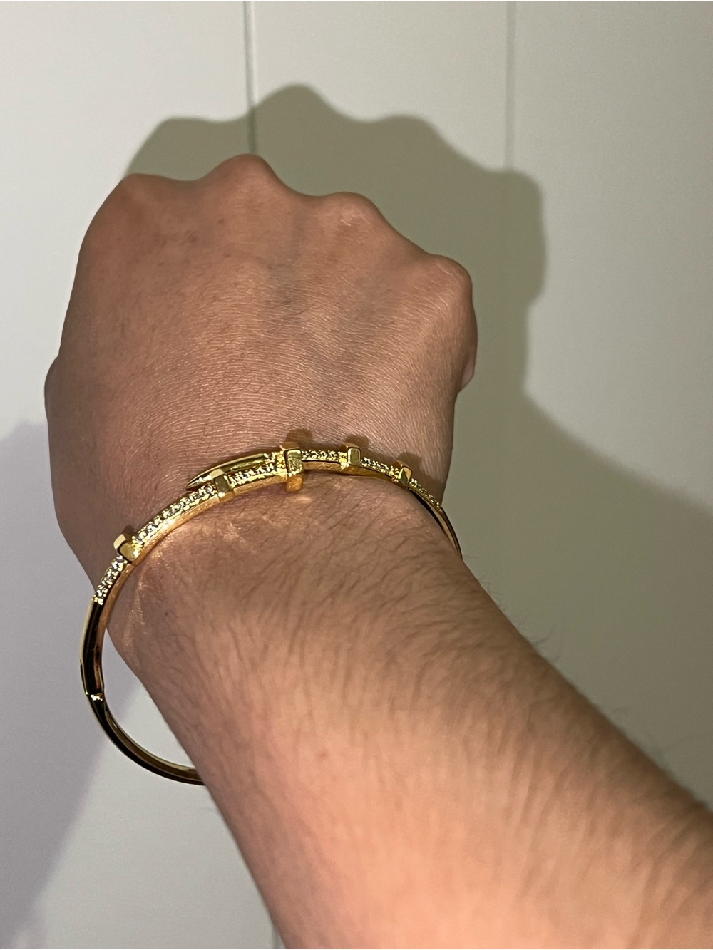 Gold Pave Nail Cuff Bracelet - Women's Gold Bracelet - Picture 5 of 6